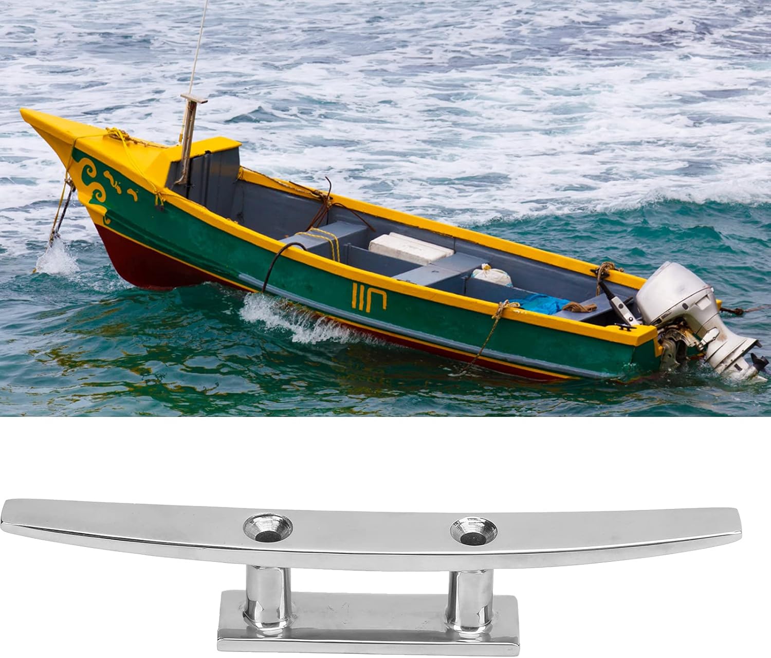 Akozon Dock Cleat, 10in Marine Boat Mooring Boat Cleat Dock Rope Cleat Open Base Stainless Steel Heavy Duty Boat Dock Cleats