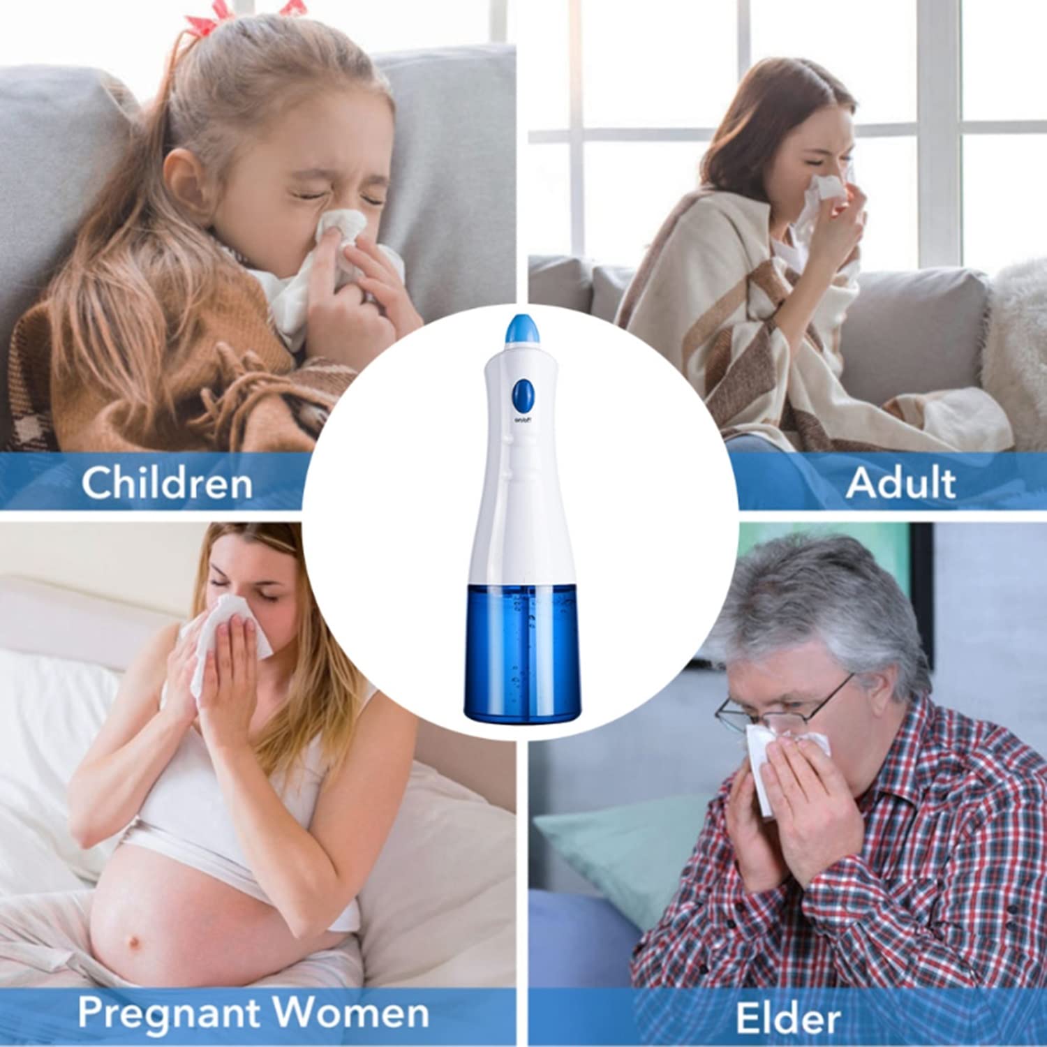 Electric Nasal Irrigator Portable Nose Cleaning Machine 300Ml Nasal Wash Cleaner with Two Spouts for Adults Children Prevent Allergic Rhinitis Pot Nasal Rinse