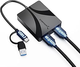 USB C Dual HDMI Adapter 4K 60Hz, DisplayLink Dual Monitor Adapter, USB C & USB A, Mac M1 M2 M3, Windows macOS Linux (DA-CA2H)