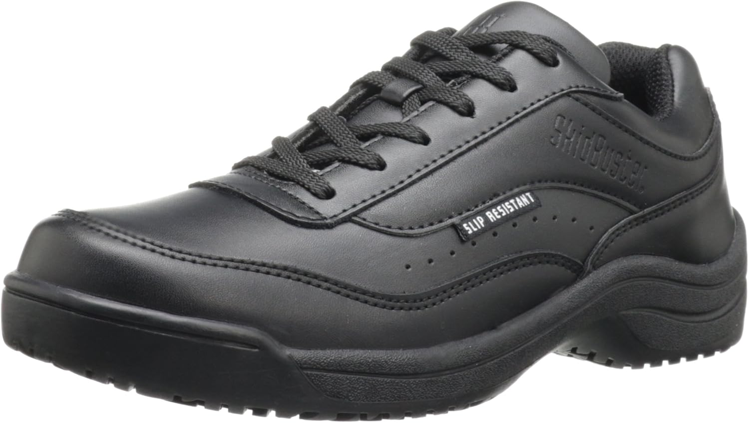 Skidbuster 5075 Women's Leather Slip Resistant Athletic Shoe,Black,6.5 M US