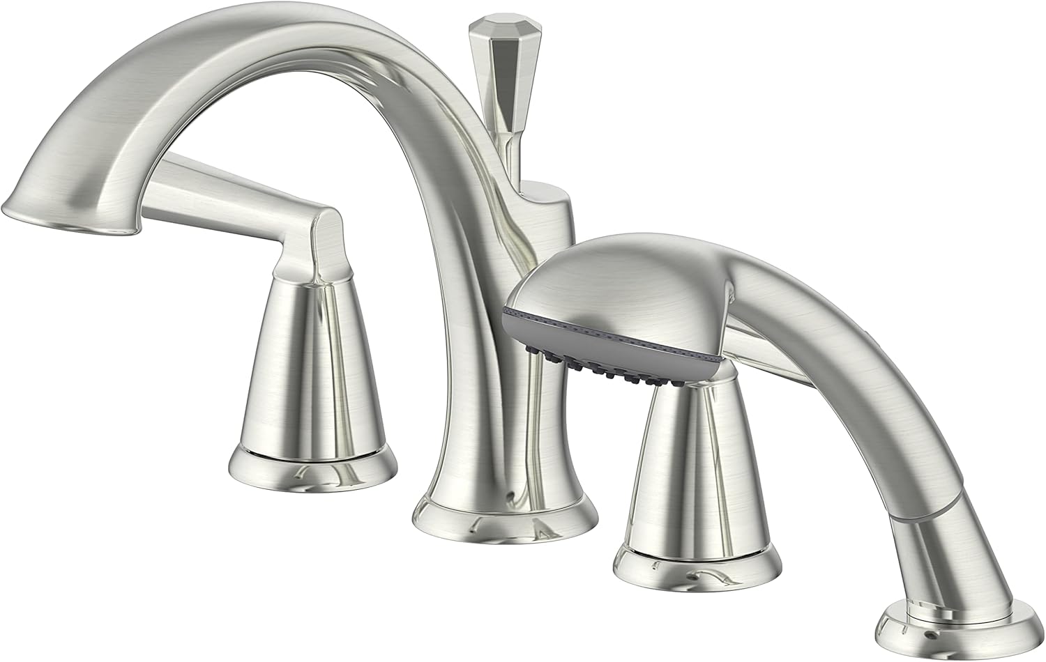 Ultra Faucets UF65443 Z Collection Two-Handle Roman Tub Faucet With Hand-Shower, Brushed Nickel