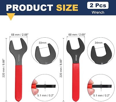 HARFINGTON 2Pcs Super Thin Single Open End Wrench 33mm/34mm Carbon Steel