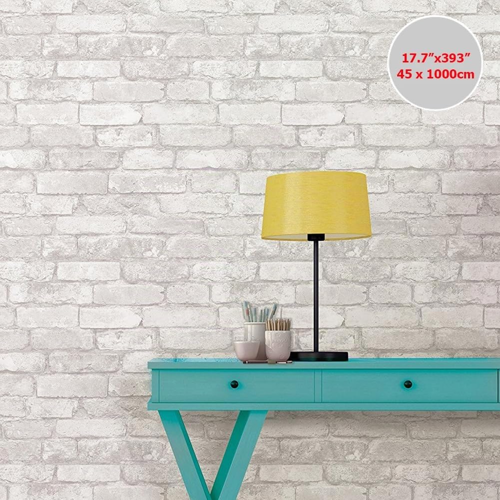 Papel Pintado Autoadhesivo Ladrillo Gris Removible Impermeable Vinilo Adhesivo Pared Contacto Papel de Pared Decorativo para Encimeras, Revestimiento de Paredes (1000cm, A5)