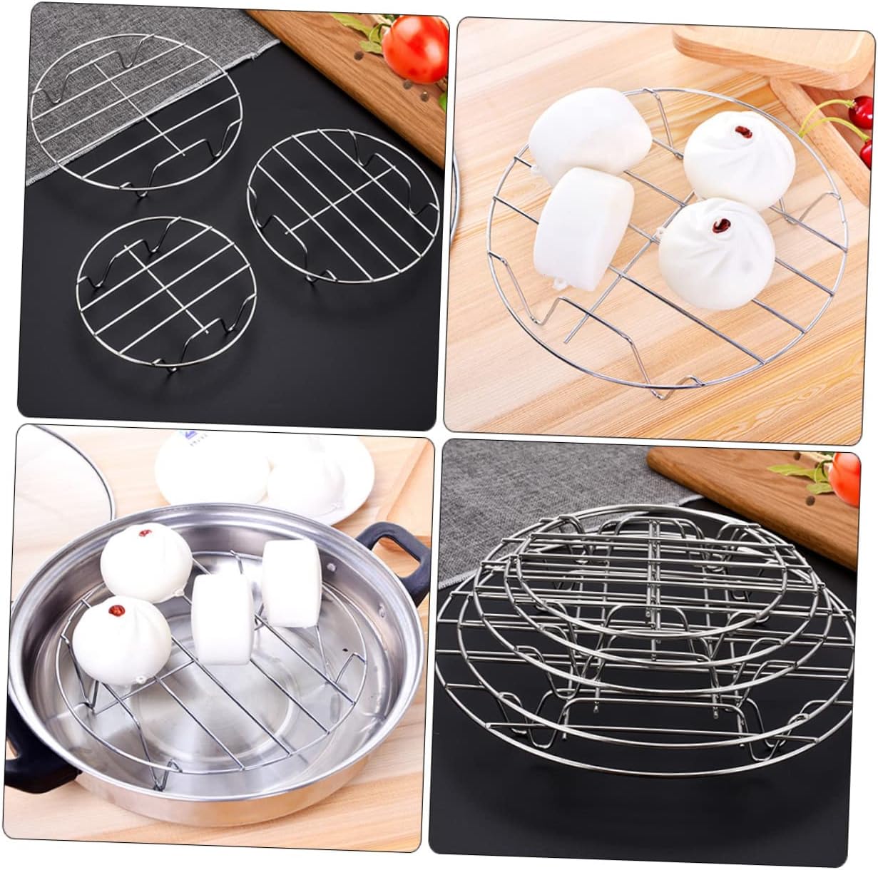 Cabilock 1Set Steaming Rack Cooking and Baking Cooling Rack for Even Steaming Heavy Duty Wire Easy to Clean for Home Cooking and Baking