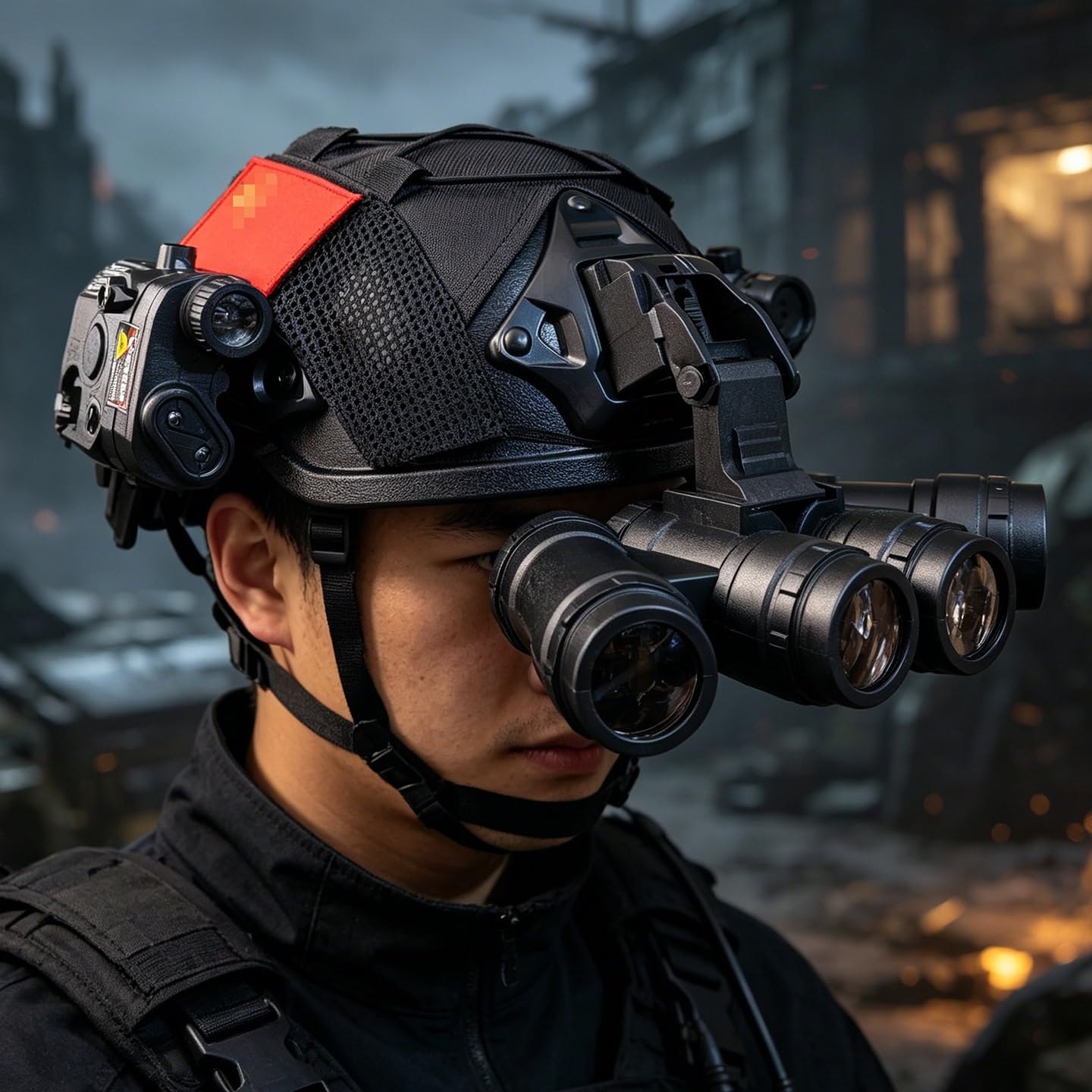 Taktisches Helm Zubehör Set mit GPNVG-18 NVG Modell, Helm Rails und Taschenlampe, Militär Cosplay Prop Set für Jugendliche und Erwachsene