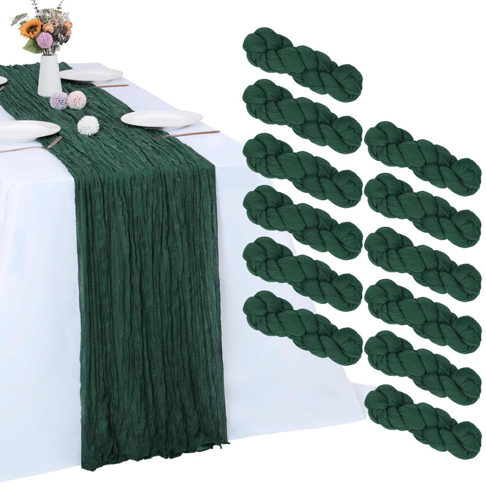 Sage Green Cheesecloth Table Runners - 10 Pack -31