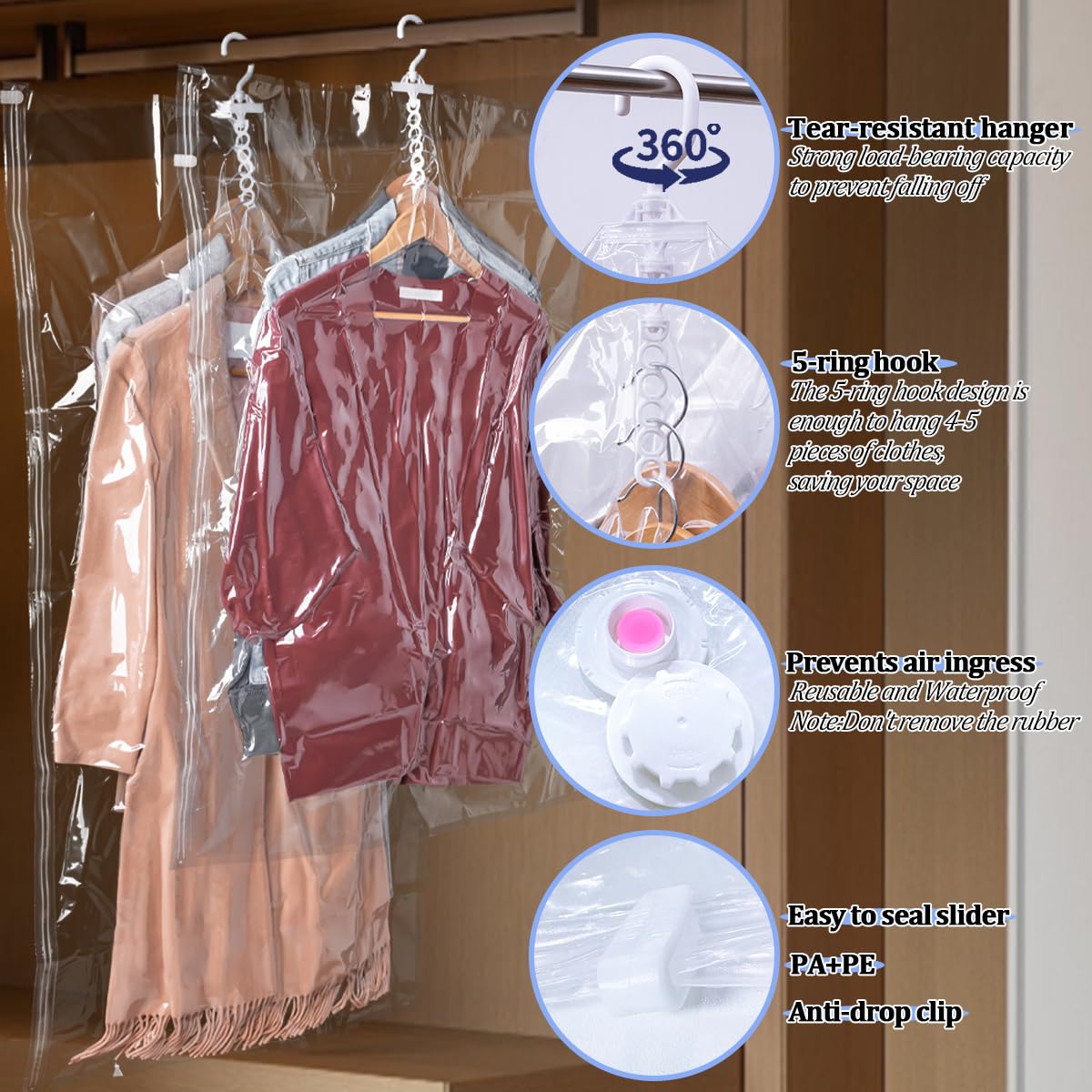 Sac de Rangement sous Vide Suspendu 110x67cm+135x67cm Sac sous Vide Vetement 2PCS Transparent Transparent 110x67cm+135x67cm - Maison Sac de Rangement sous Vide Suspendu 110x67cm+135x67cm Sac sous Vide Vetement 2PCS Transparent Transparent 110x67cm+135x67cm - Maison