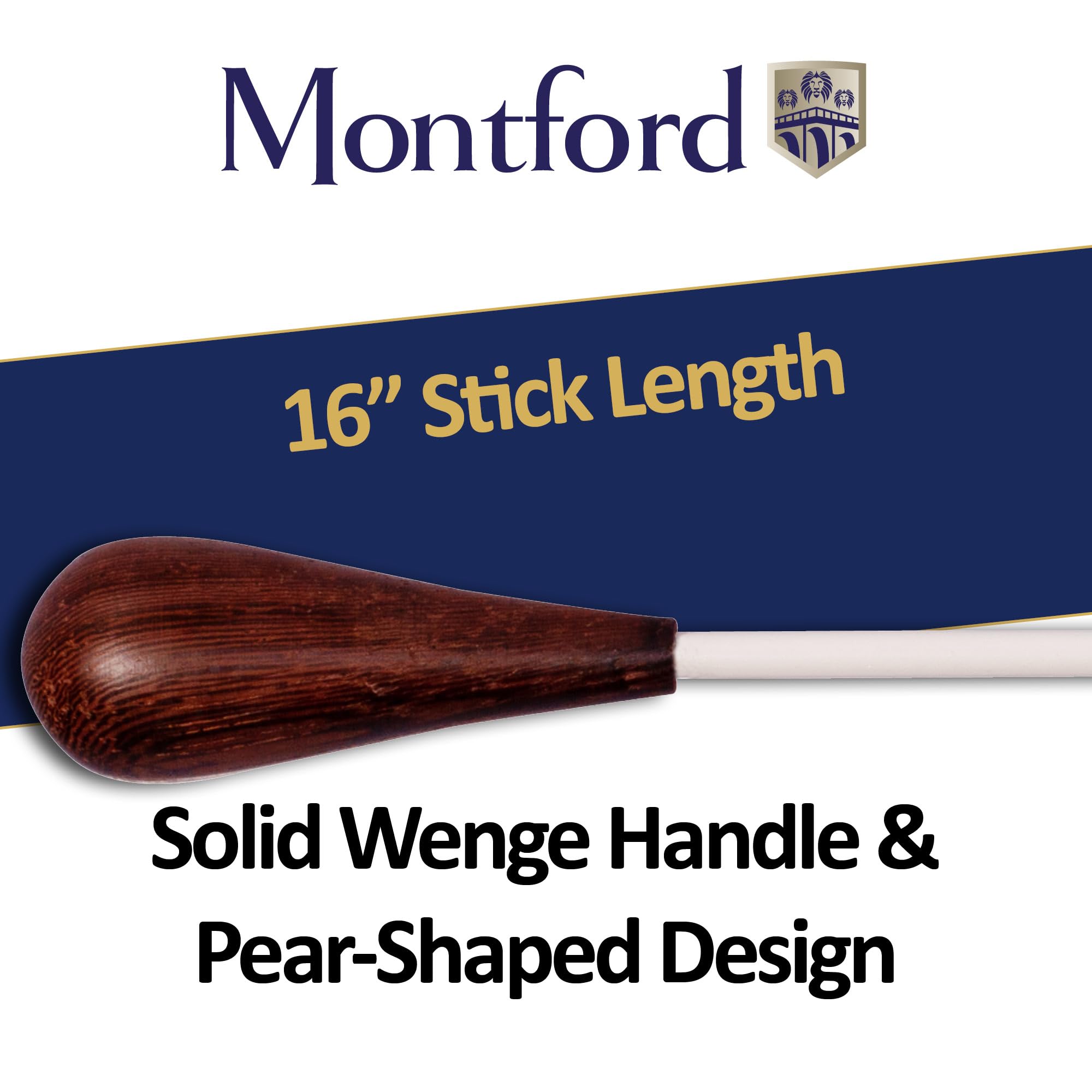 Montford Conductor's Baton, 16" with Pau Rosewood Pear-Shaped Handle and White Lacquered Stick - Image 2