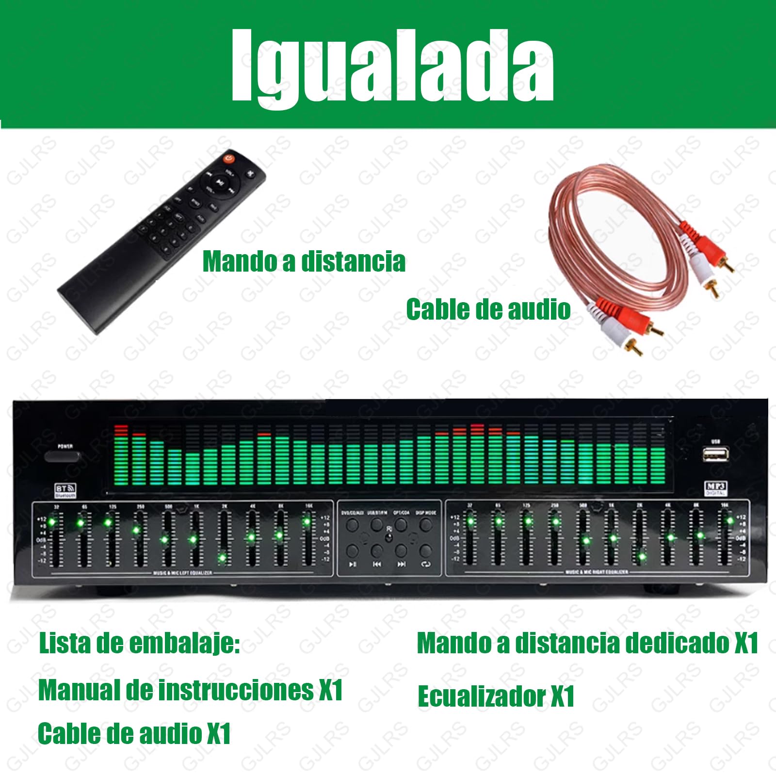 Ecualizador De 31 Bandas, Mezclador De Audio Estéreo, Procesador De Mezcla De DJ, Respuesta De Frecuencia De 20 Hz a 20 Hz (±1,5 DB), Compatible con Reproducción De Disco U, 12 Opciones De Modo