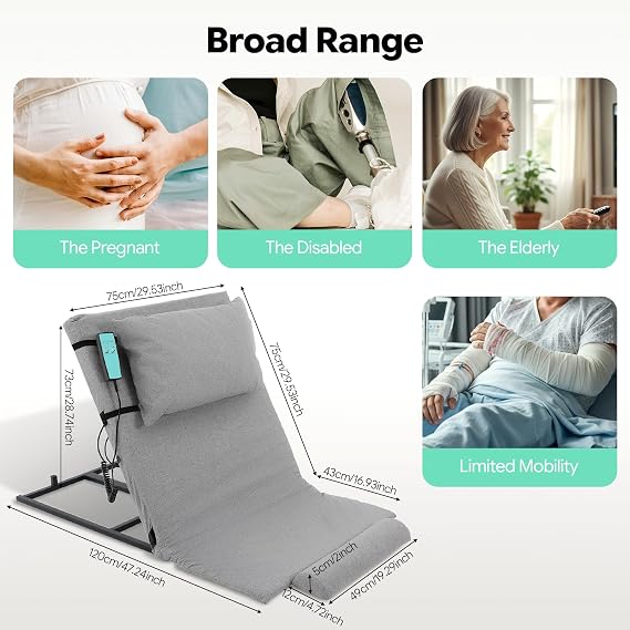 Electric Power Lifting Adjustable Bed Back Rest Ergonomic Support Comfort Cushion Sturdy Frame For Pregnant Women Elderly Patient Handicap Home Bedroom Hospital Nursing Recovery Adjustable 2-80