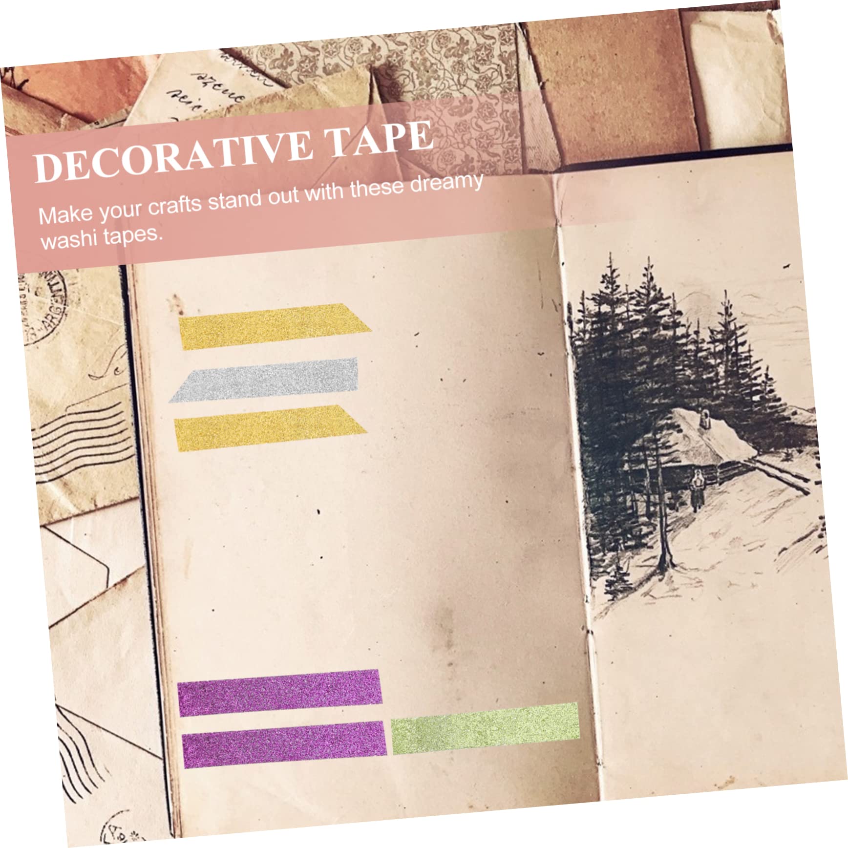 TEHAUX 24 Rollos Cinta washi Brillar Pegatinas Extra Ancho arcoíris Cinta magnética Cinta Adhesiva Cintas de Cuentas a Mano Cinta de Diario Navidad Decorar Japón Cinta de Papel