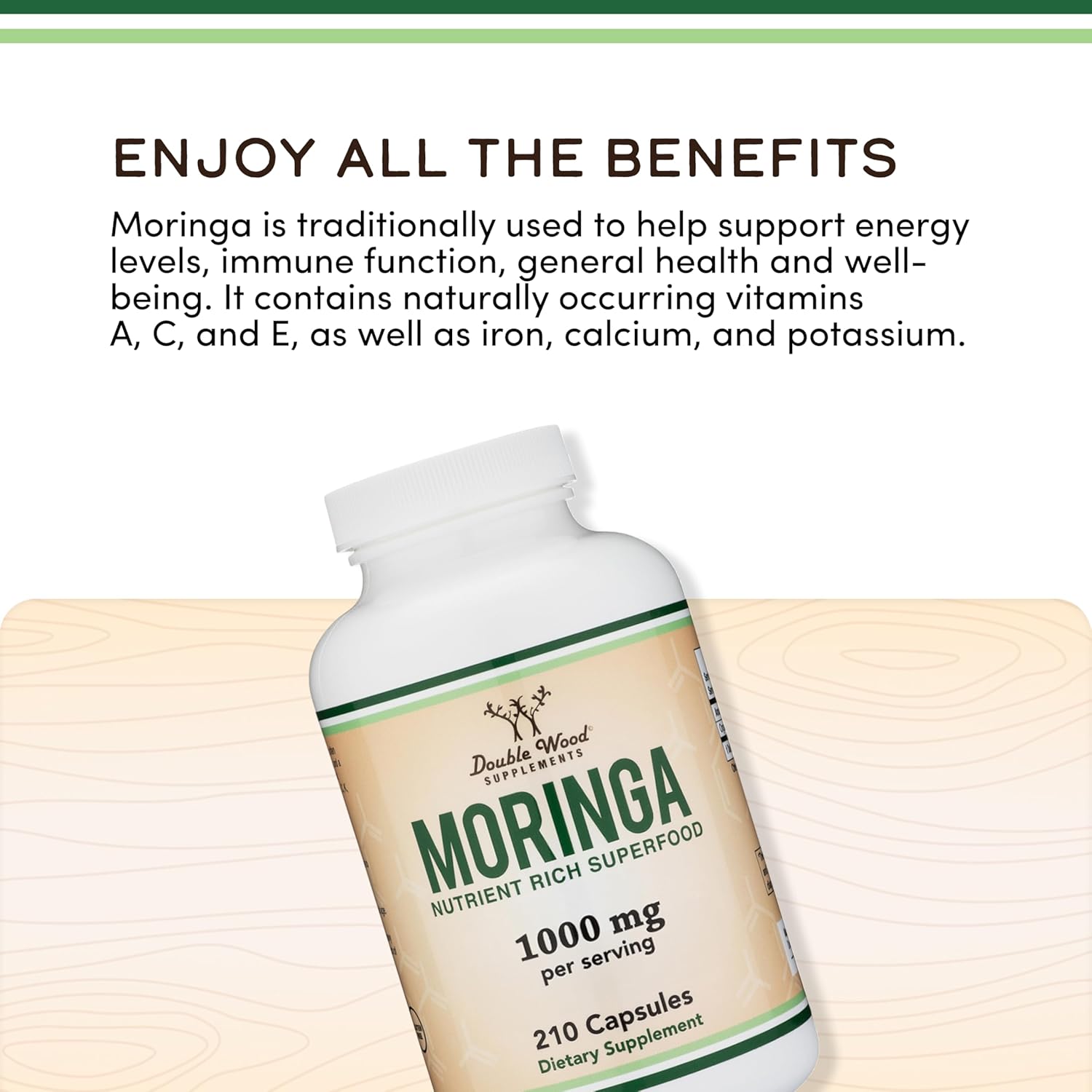 DWS Organic Moringa Capsules 1000mg - Pure Moringa Powder for Energy & Immune Support - Green Superfood Rich in Antioxidants, Essential Vitamins & Amino Acids - 105 Vegan Capsules - Image 4
