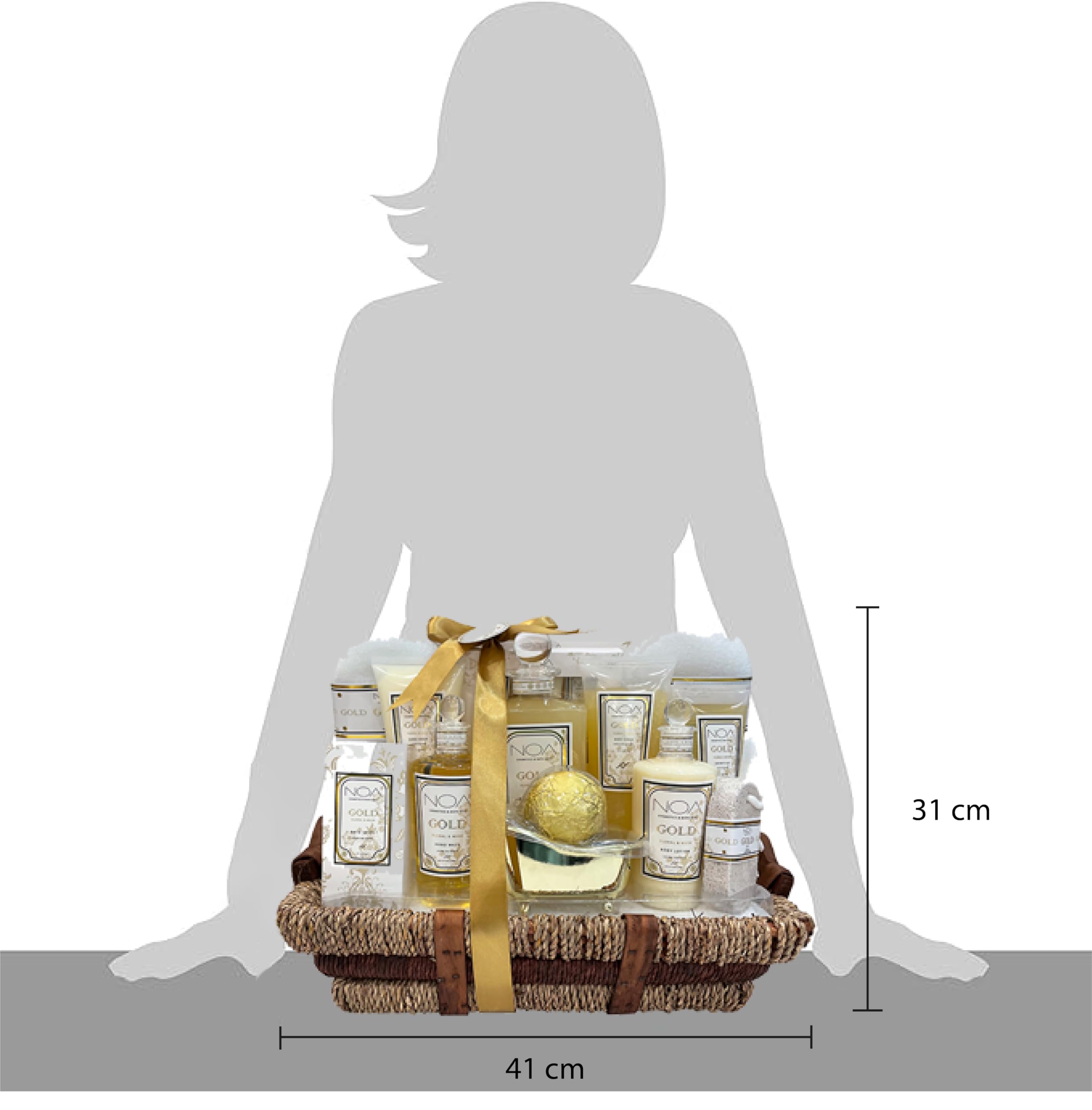 NOA Set de Baño regalo Premium con aroma a Almizcle y Flores Blancas – Kit Completo con Gel de Ducha, Loción Corporal, Burbujas de Baño, Exfoliante y Sales de Baño – Regalo Perfecto