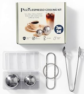2 Pack Espresso Cooling Ball, Large & XL Iced Coffee Ball, Extract Chilling Espresso Ball for Smoother Iced Coffee, Gift for Coffee Lovers - Includes Tongs, Freezer Case & Rod