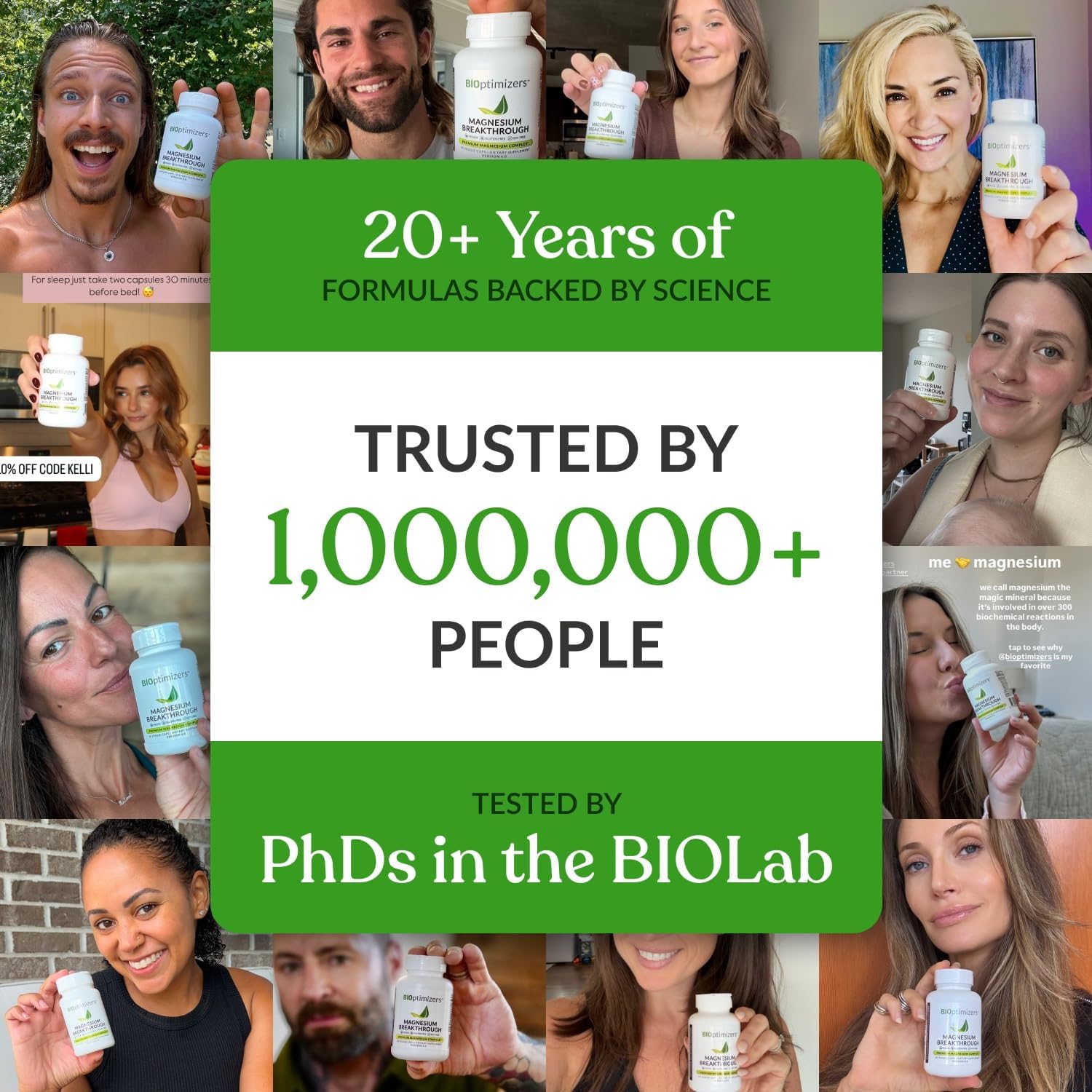 BIOptimizers Magnesium Breakthrough Supplement with 500mg - 7 Forms of Magnesium: Glycinate, Malate, Citrate, and More - Natural Support for Sleep and Cognitive Function -90 Capsules- Calming Vitamins