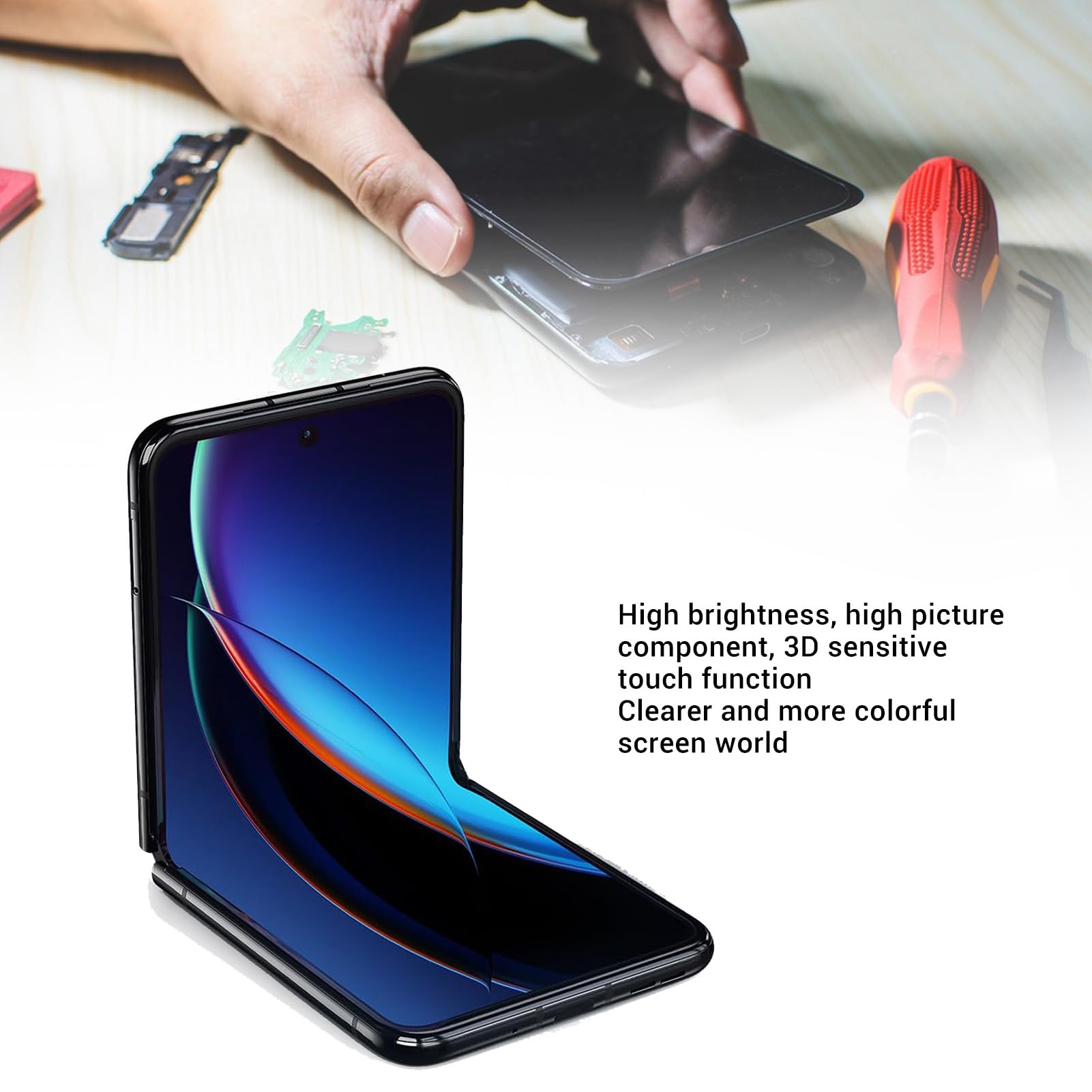 Jiawu Display LCD di Alta qualità Gruppo Digitalizzatore Touch 3D per Razr+ 2023 Sostituzione Schermo da 6,9 Pollici con Kit di Riparazione Completo