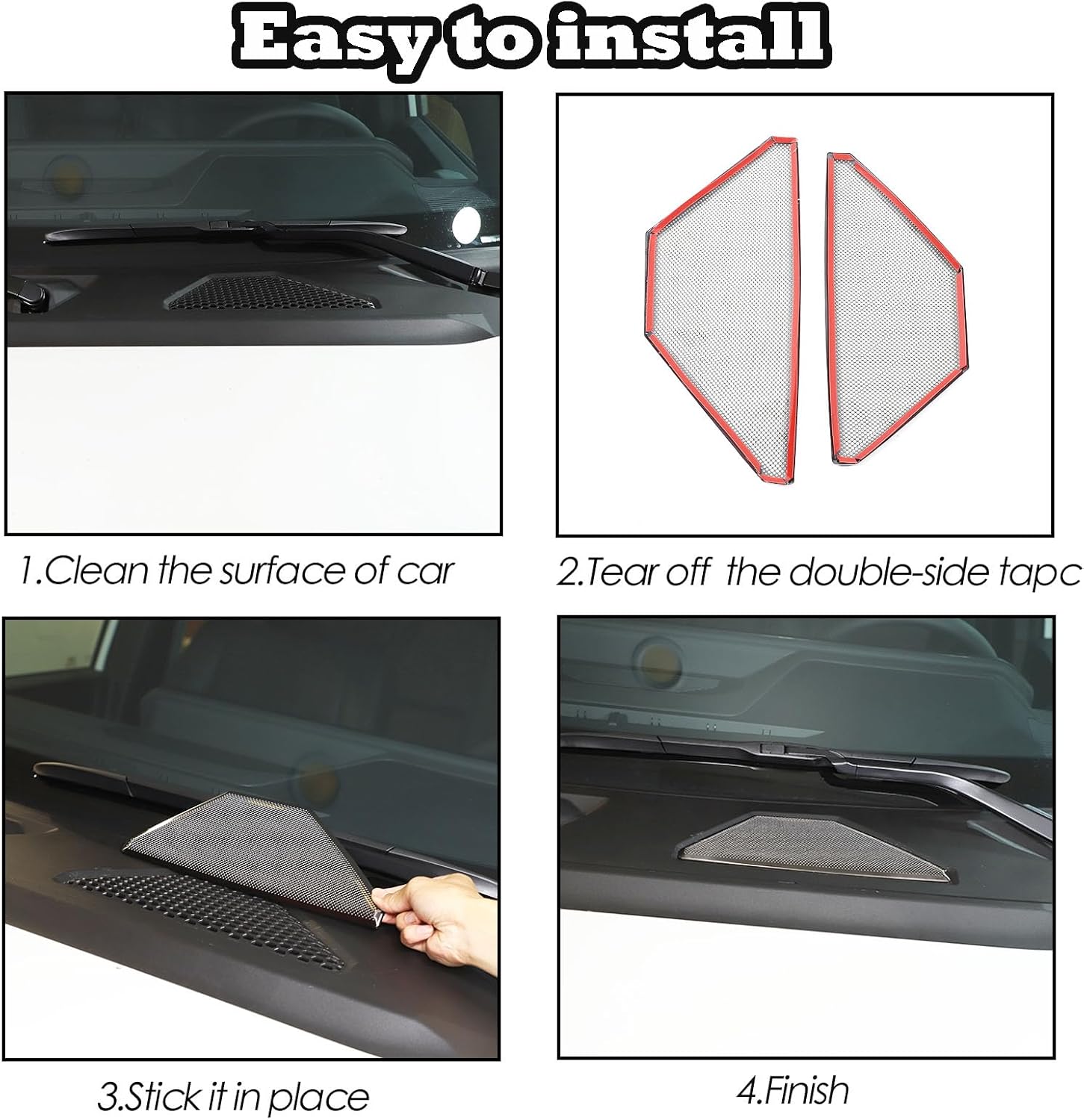 Exterior Hood Vent Air Outlet Cover Trim Compatible with Toyota Land Cruiser 250 Prado J250 LC250 2024 2025 2026 Stainless Steel Car Front Hood Air Vent Dust Protective Cover (Black)