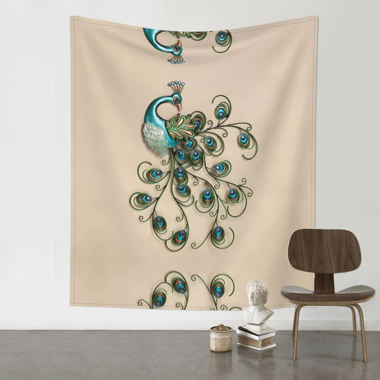 WHJSSF peacock Prints Wall Tapestry 60x51in - Boho Decor Throw for Bedroom, Dorm, Picnic & Outdoor Adventures
