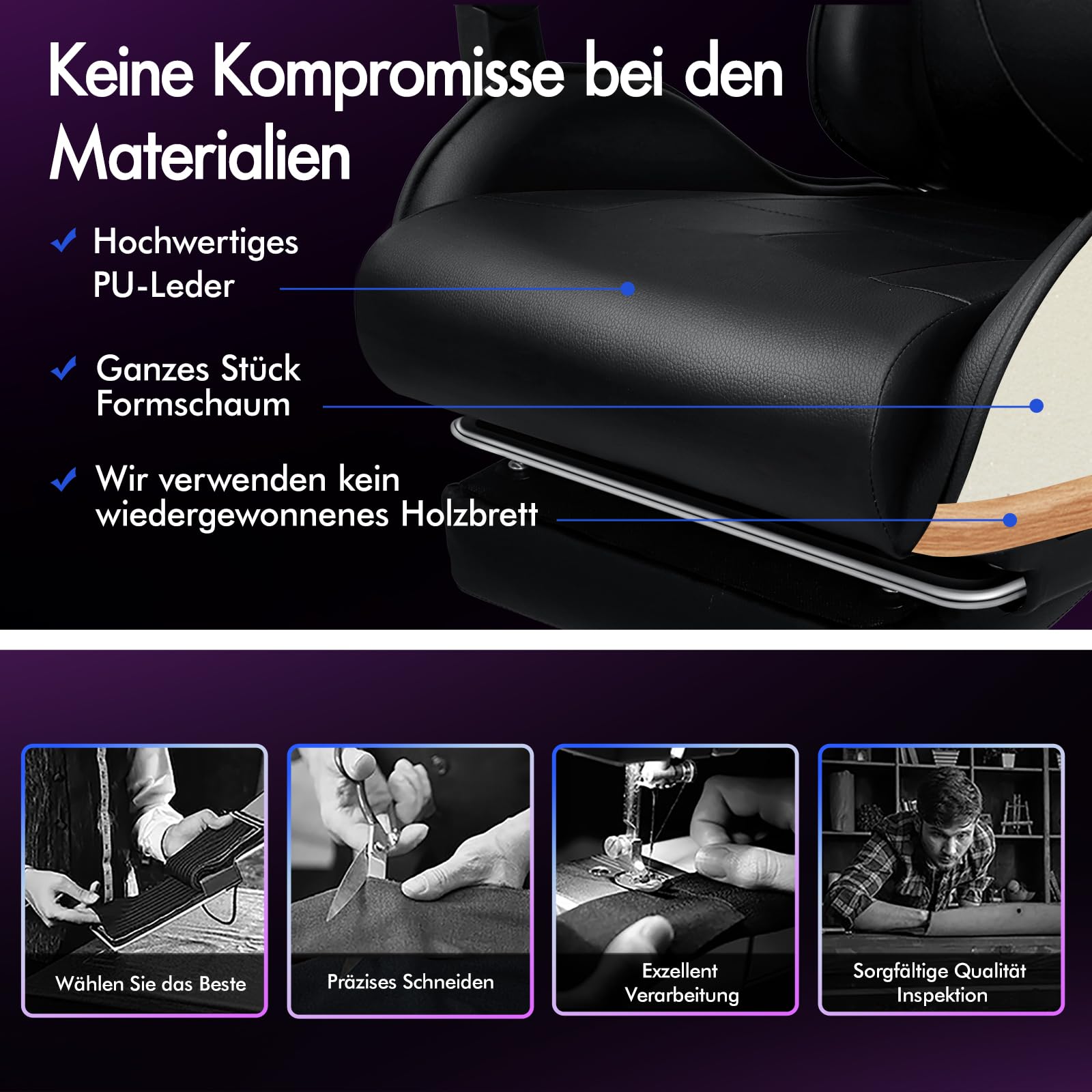 ALFORDSON Gaming-Massagestuhl, Racing-Stuhl mit Kopfstütze, ergonomischer Schreibtischstuhl, Liegesessel, klappbare Fußstütze, atmungsaktives PU-Leder, höhenverstellbar, 180 kg Tragkraft, Blau Weiß