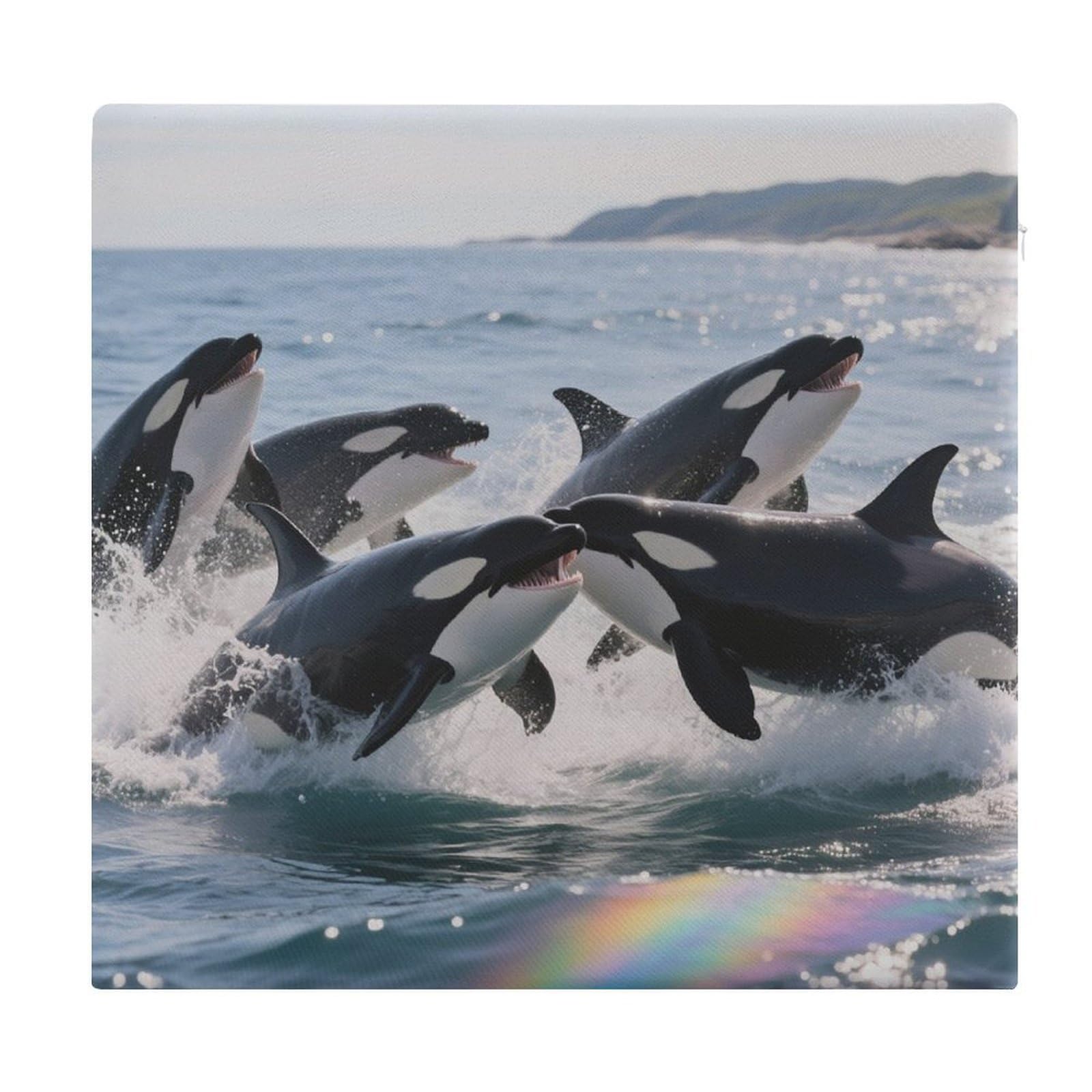 VstaDank Killer Whale Cushions Memory Dining Chairs Cushion Non Slip Car Seat Cushions Indoo Dining Room Square Chair Pads with Zipper and Removable Cover Cushion