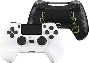 eXtremeRate White Decade Tournament Controller (DTC) Upgrade Kit for PS4 Controller JDM-040/050/055, Upgrade Board & Ergonomic Shell & Back Buttons & Trigger Stops - Controller NOT Included