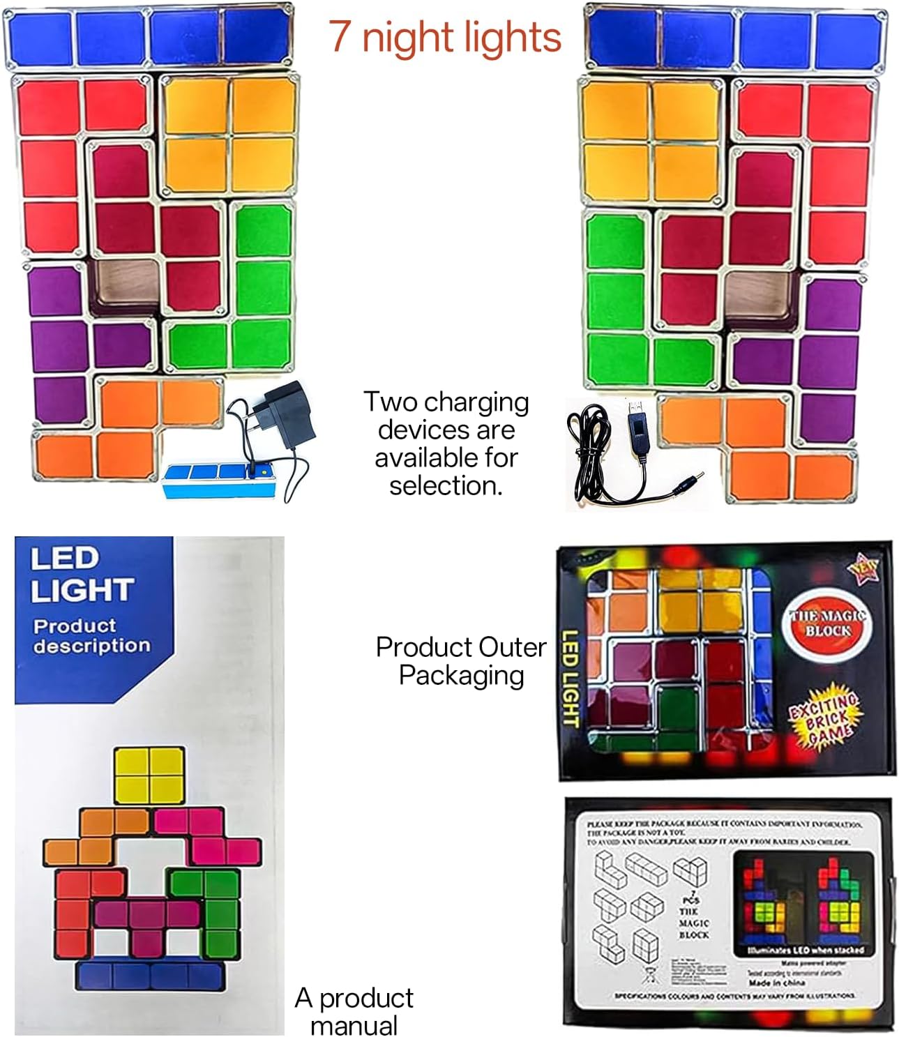 Night Light New Upgrades DIY Stackable LED 3D Puzzles Night Lamp Lights 7 Colors Night Lights Interlocking Induction Nightlights Novelty Tangram Lights Birthday Gifts for Teen