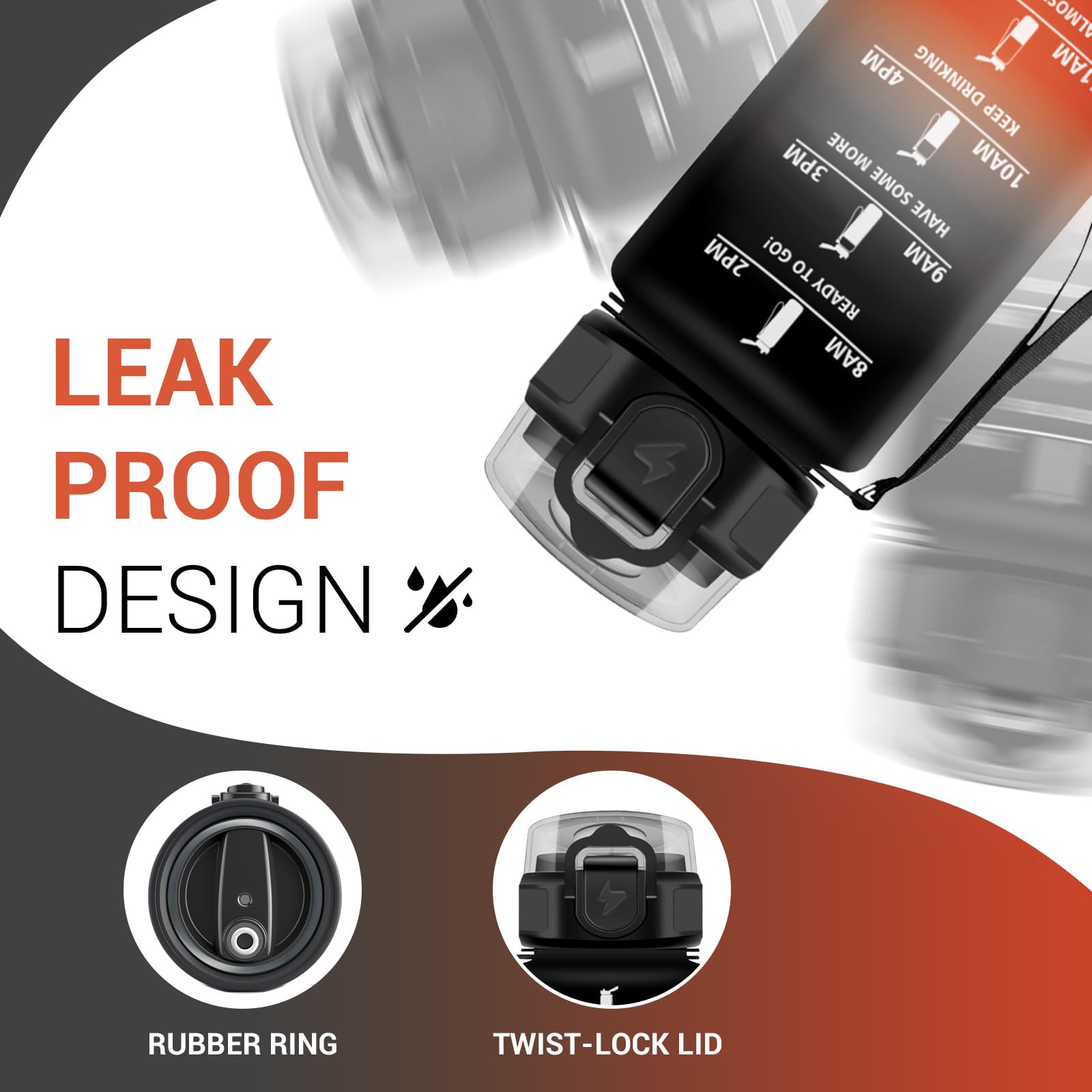 Borraccia Bambini 500ml, Bottiglia con Cannuccia, Facile Pulizia, a Prova di Perdite, Riutilizzabile, Bottiglia Acqua Motivazionale con Indicatore del Tempo, per Ufficio, Scuola, Bambini, Gym