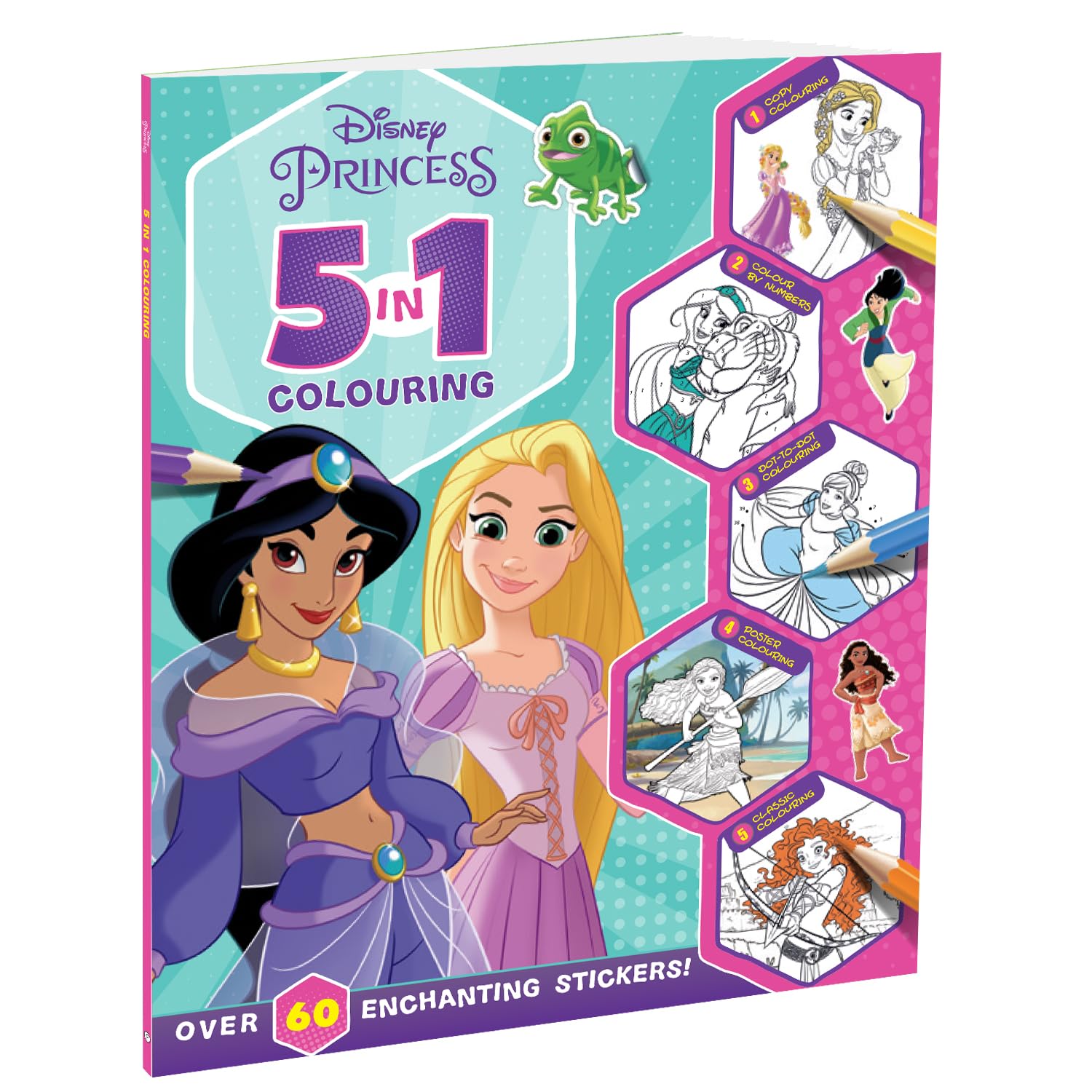 Disney Princess: 5-In-1 Colouring | Stickers, Coloring and Activities Books for Kids