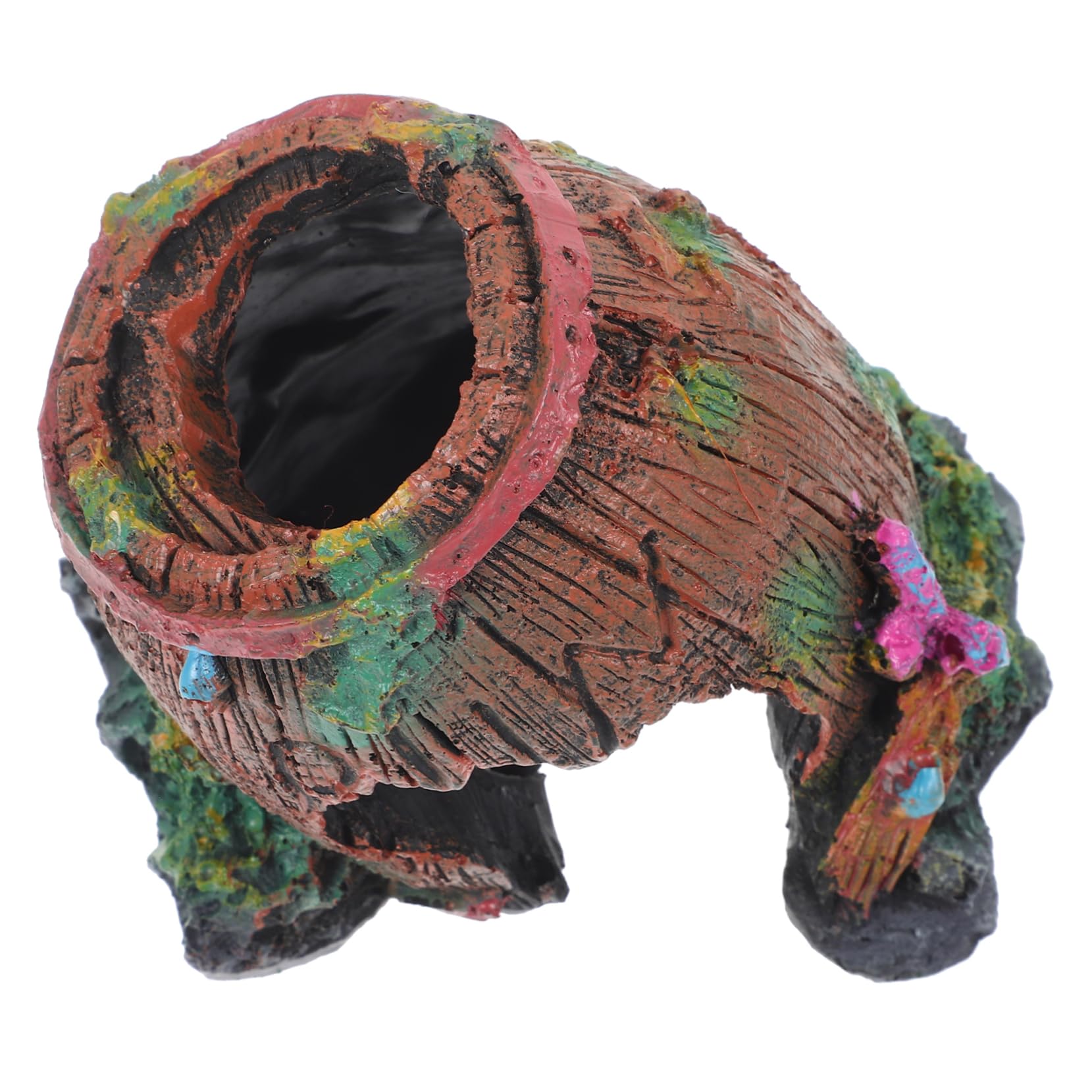 HOLIDYOYO Reptile Hideout Resin Cave Practical Feeding Box and Landscaping Ornament for Reptiles Amphibians and Crabs Versatile for