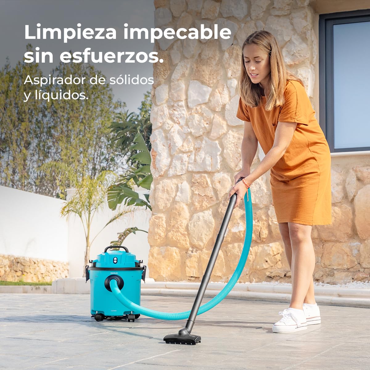 Cecotec Aspiradora con Cable en Seco y Húmedos - Aspirador Sólidos y Líquidos 16L Conga Rockstar Wet & Dry Compact Garden Plus. 1200W, Ligero, Compacto, Doble Función de Succión y Soplado, Accesorios