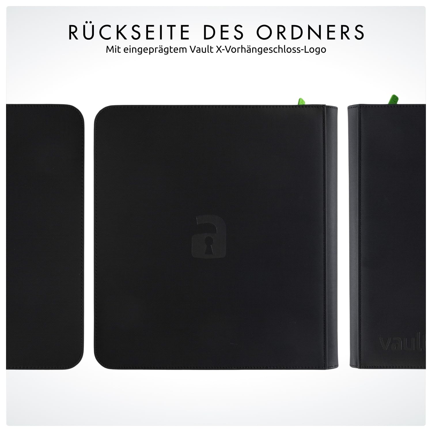 Vault X 12-Taschen-Trading-Kartenordner mit Reißverschluss, 480 Karten, Premium Exo-Tec-Albummaterial, 20 seitlich ladbare Seiten, Sammelordner für Sammelkartenspiele, Sportkarten, TCG (Schwarz)