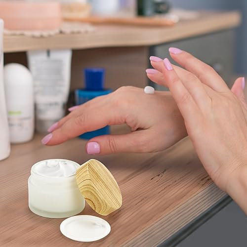 Miniatura 7 de ZENFUN 16 recipientes de vidrio para cosméticos de 1.76 oz1.7 fl oz con tapas, botella de vidrio esmerilado de 1.7 onzas, pequeños frascos de