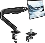 MonTEK Support de moniteur double pour bureau, 17-32 pouce ressort mécanique bras double, montage de moniteur réglable en acier lourd, pleine mouvement VESA 75x75/100x100, C-Clamp & Grommet, ça tient jusqu'à 20 Chacun