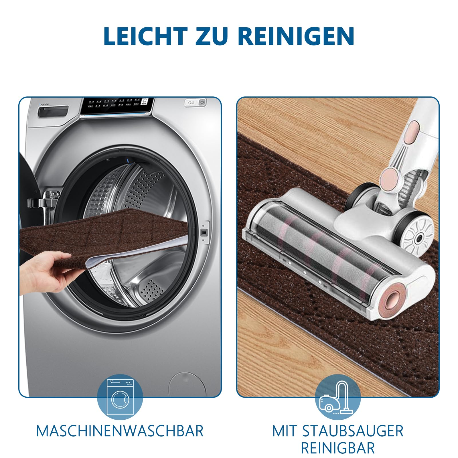 KOOTETA Teppich-Treppenstufen, rutschfest, 20x76cm (15 Pack), Teppich-Treppenläufer, wiederverwendbarer Klebstoff für alle sauberen, glatten Treppen, Stufenschutzmatte für Kinder, Braun