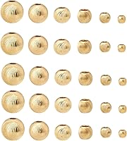 Vista 8 de Craftdady 50 cuentas redondas planas chapadas en oro de 18 quilates de latón galvanizado de 0.394 pulgadas para hacer joyas agujero: 0.059 pulgadas