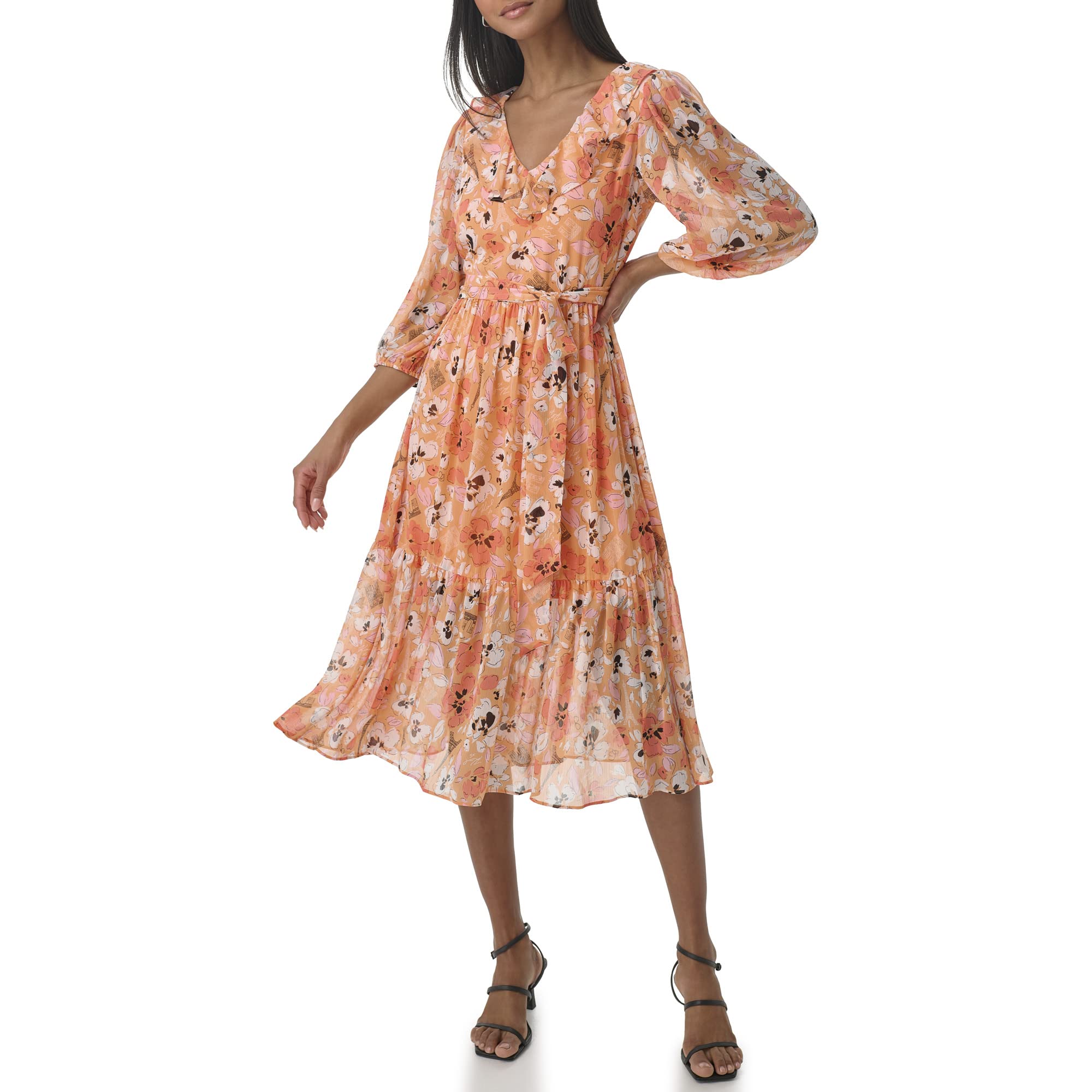 KARL LAGERFELDWomen's Floral Ruffle Midi Dress