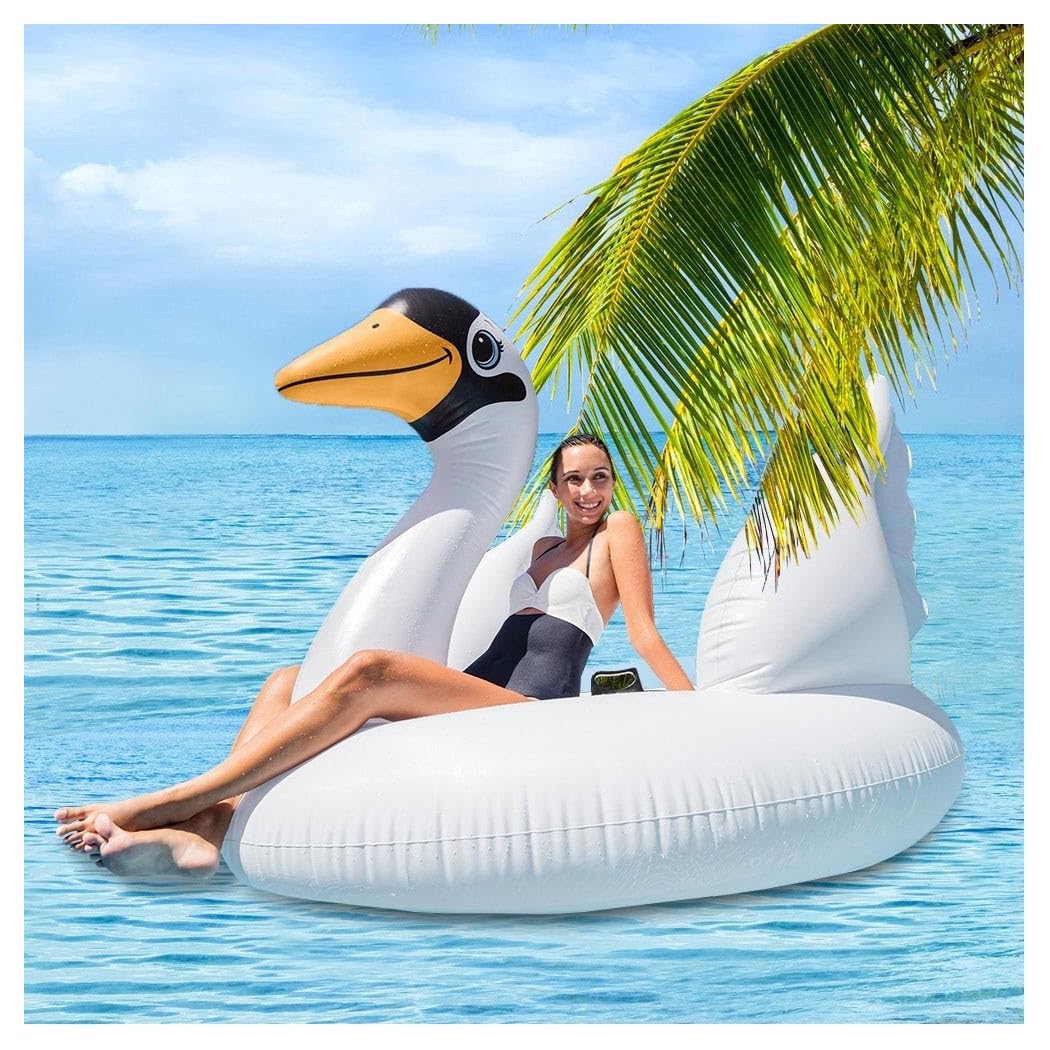 Trade Shop - Cigno Gonfiabile Gigante Isola Materassino Mare Piscina 194 X 152 X 147 Cm