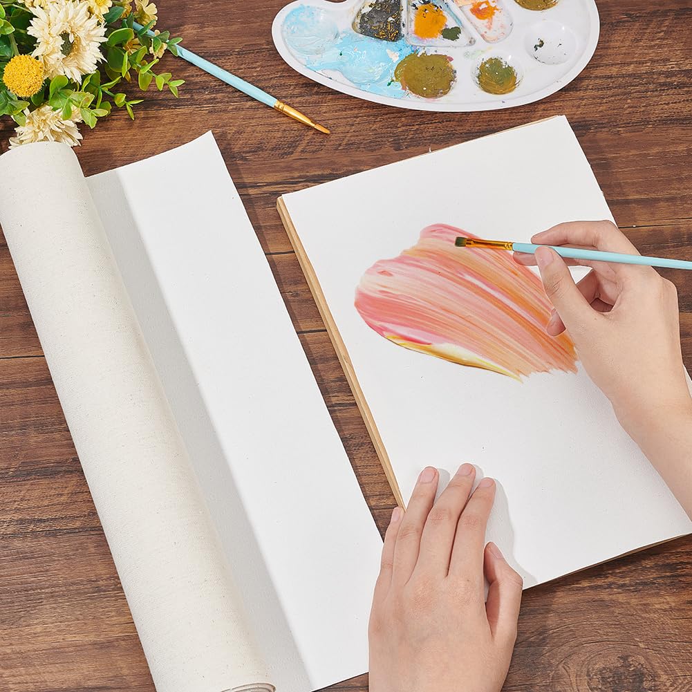 BENECREAT 5m x 38cm/5 Yards x 15 Inch Canvas Roll Linen, 27 Oz Four Primed Canvas Roll for Gesso Art, Oil Painting - Image 3