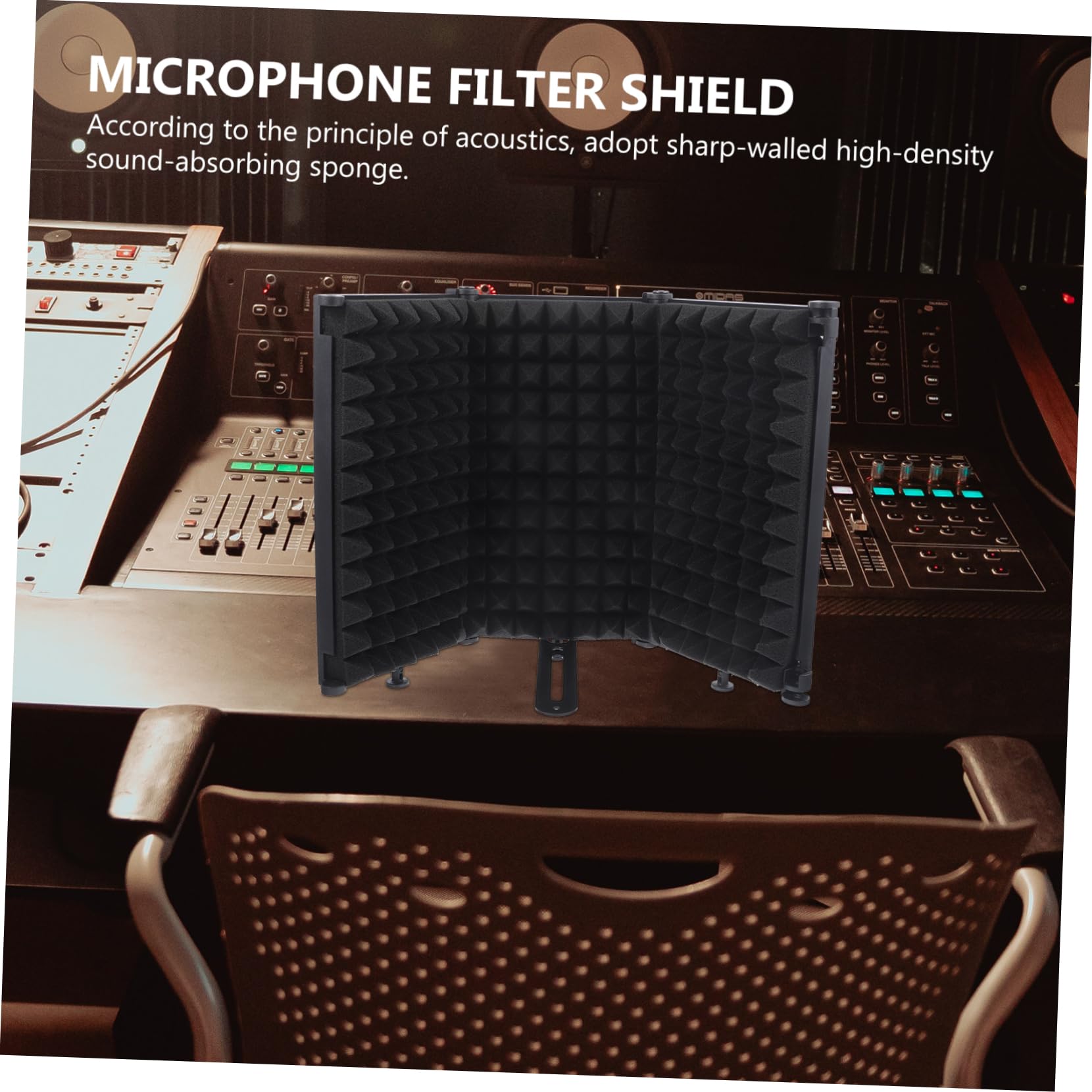 SECFOU 1juego Filtro Micrófono Plegable U-shaped Antiviento y Aislante Para Grabación Estudio y Hogar Reduce Ruido y Para Vocales y Podcasts