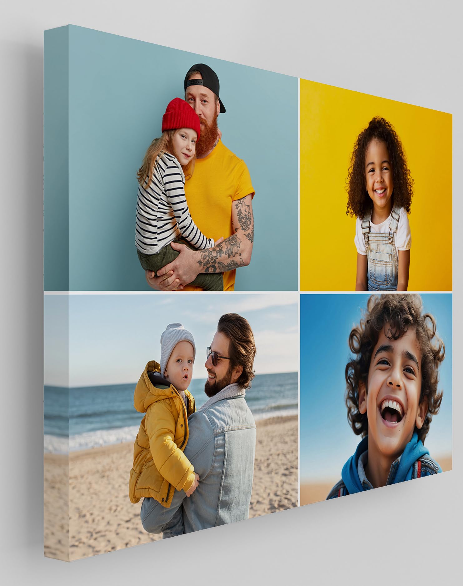 Star Online Personalised Canvas Photo Frames Multiple Pictures Custom Gallery Framed Family Birthday Gifts For Mum, Father & Home Décor For Living Room (4 Collage Images)
