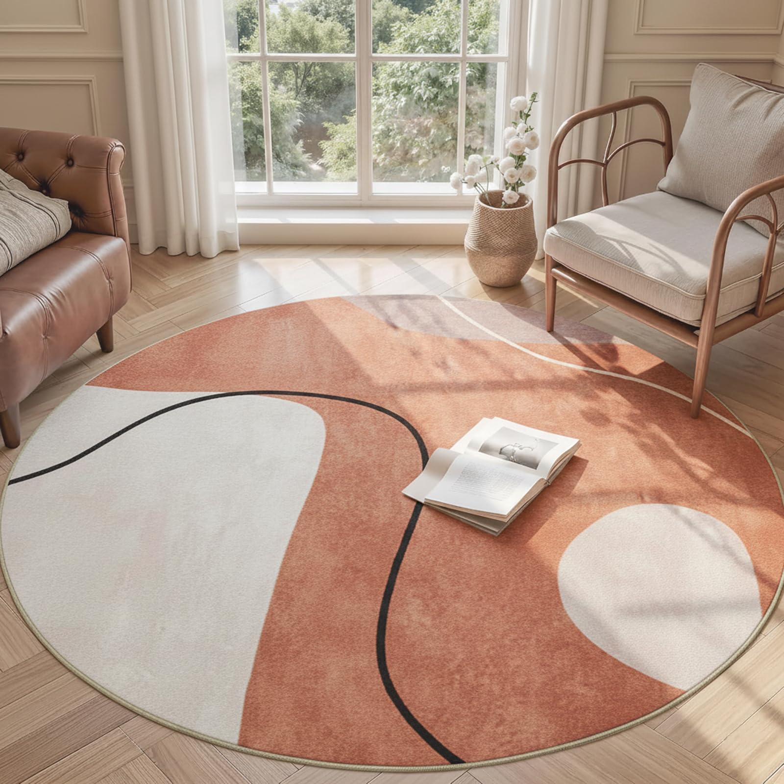Tapis géométrique doux à poils courts style abstrait contemporain