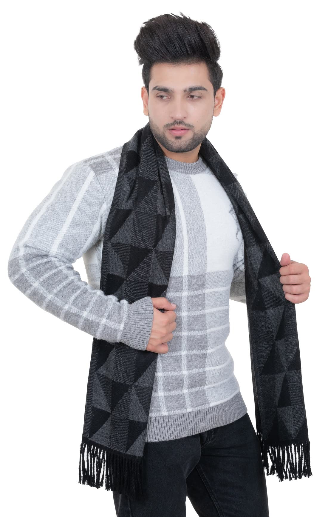 Unisex Warm And Soft Winter Woolen Acrylic Printed Muffler, Scarf, Stole For Men And Women (Geometric Design)-image-48