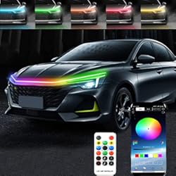 Luces Audioritmicas Para Auto Luces LED para coche, 12 V, tira de luz para capó, impermeable, RGB, multicolor, mando a distancia, luz diurna, iluminación decorativa para coches, SUV, camiones (70 pulgadas)