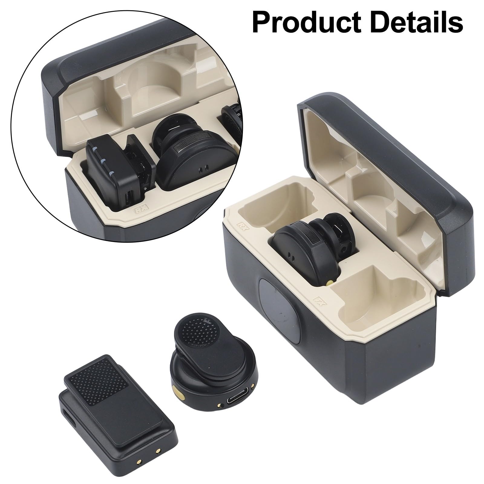 Microfono senza fili Action 5 per Pro/4/3/2, Pocket 3 e per Osmo per 360, per microfono Lavalier in ABS compatto con custodia di ricarica, registrazione audio trasparente, nero