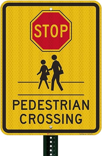 Miniatura 3 de SmartSign Letrero "Stop - Peatón Crossing" | 18" x 24" 3M de aluminio reflectante de alta intensidad