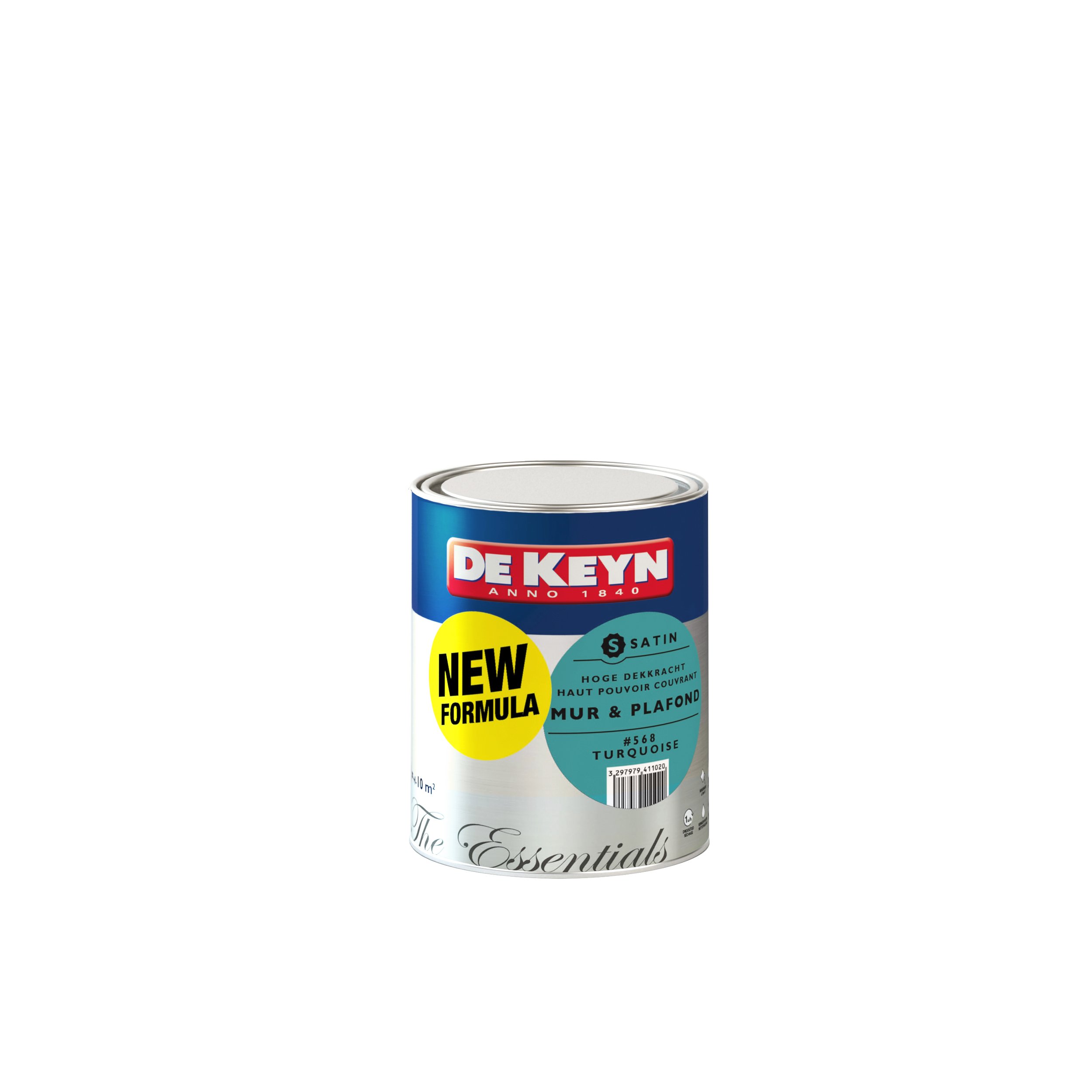 Peinture DEKEYN satin turquoise 568 pour des finitions intérieures haut de gamme