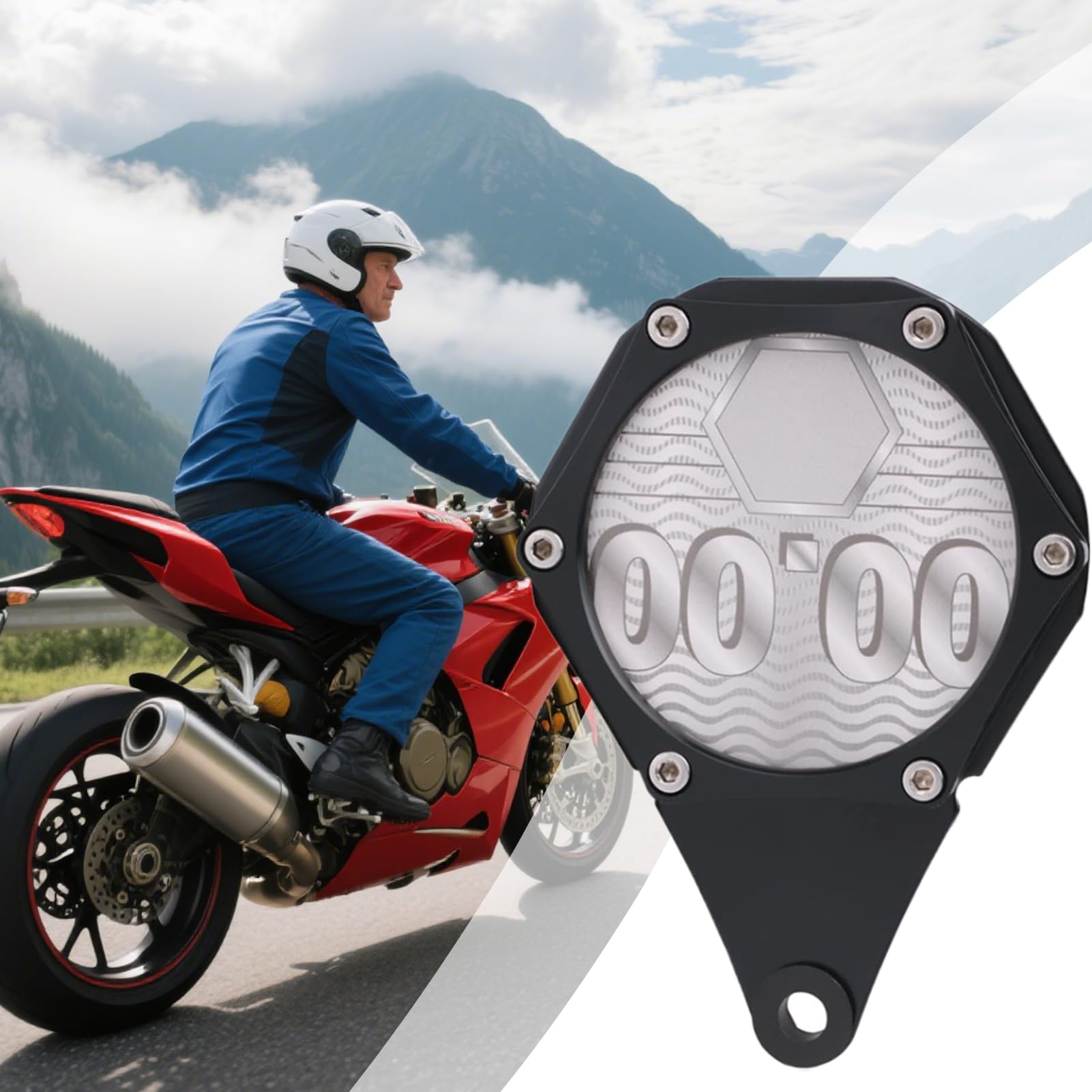 Soporte para permisos de disco fiscal para motocicleta, soporte hexagonal para placa de impuestos, soporte de aluminio impermeable para tarjetas con llave para ciclomotor ATV