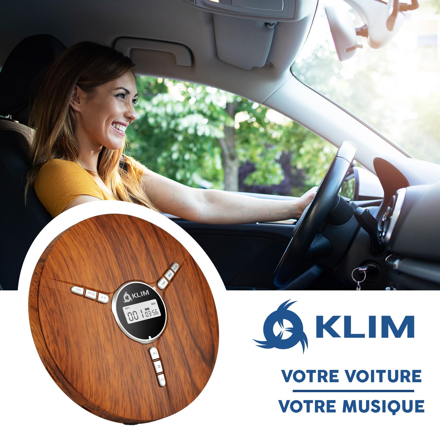 Discman Lecteur CD Portable - Batterie Intégrée - CD-R CD-RW MP3 - Voiture | Plusieurs Heures d'Autonomie, Protection Contre les Sauts et les Chocs pour une Lecture Fluide - Noir