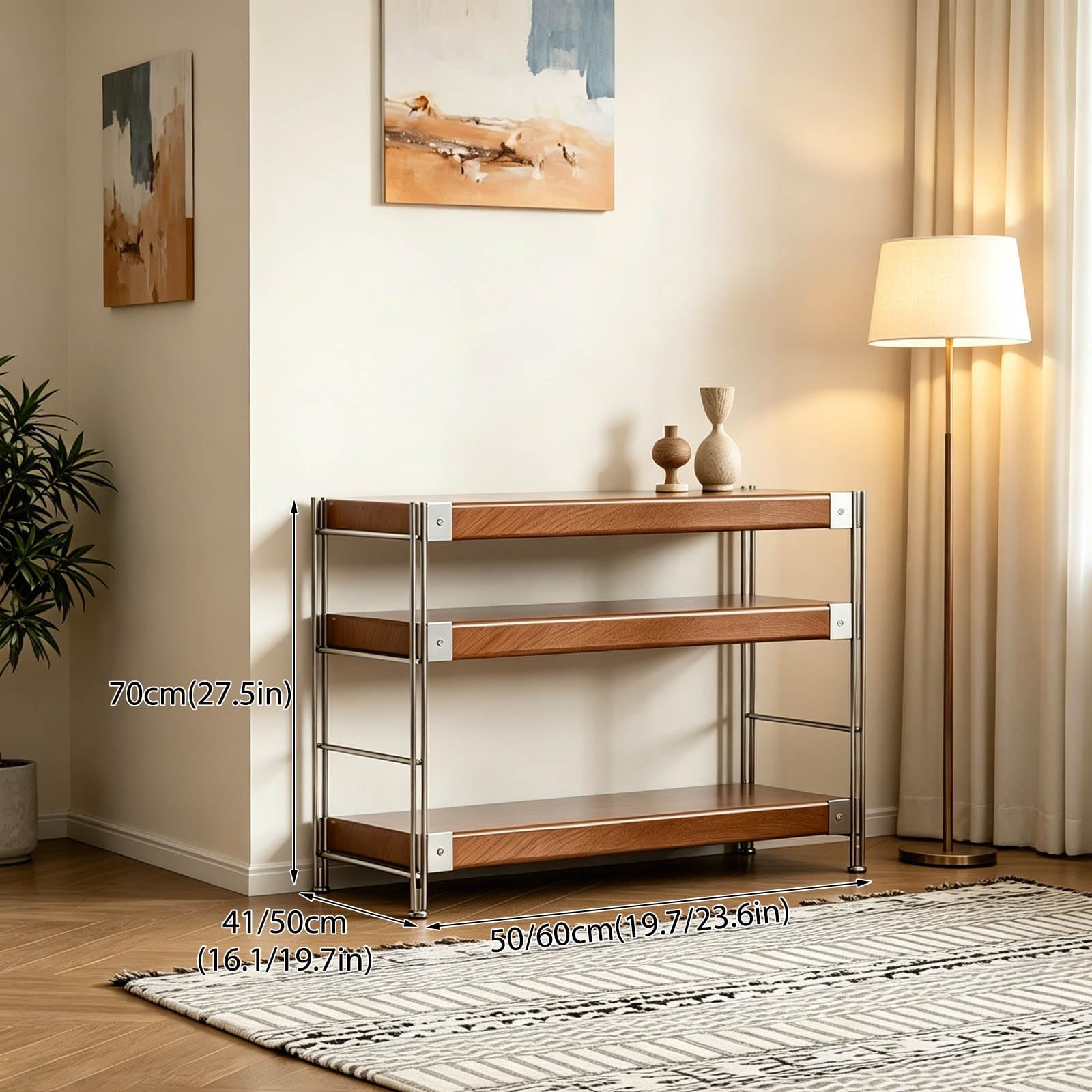 Console multimediale AV con scaffali Regolabili, 2 3 Rack in Legno Massiccio di 4 Livelli per Console di Gioco Dvd CD Audio, Armadio di archiviazione di Design Aperto 60 x 51 x 50 cm