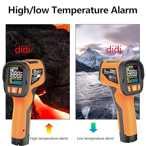 Miniatura 6 de -Termómetro infrarrojo TEMIRUP de 40  a 1922  con sonda de termopar, termómetro de alta temperatura pirómetro 301 para horno de cocina, motor,